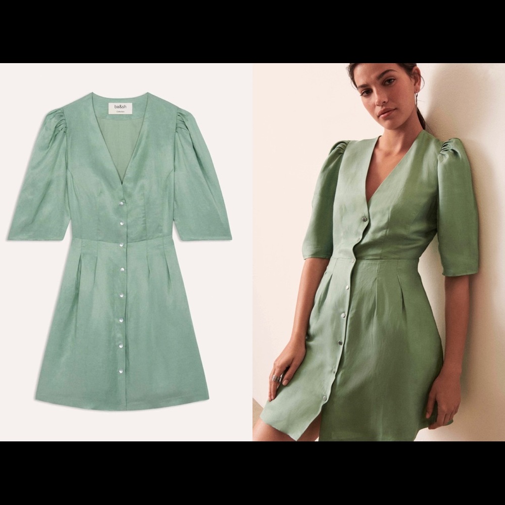 Ba&sh Summer Green Strid Dress With Pockets Size S